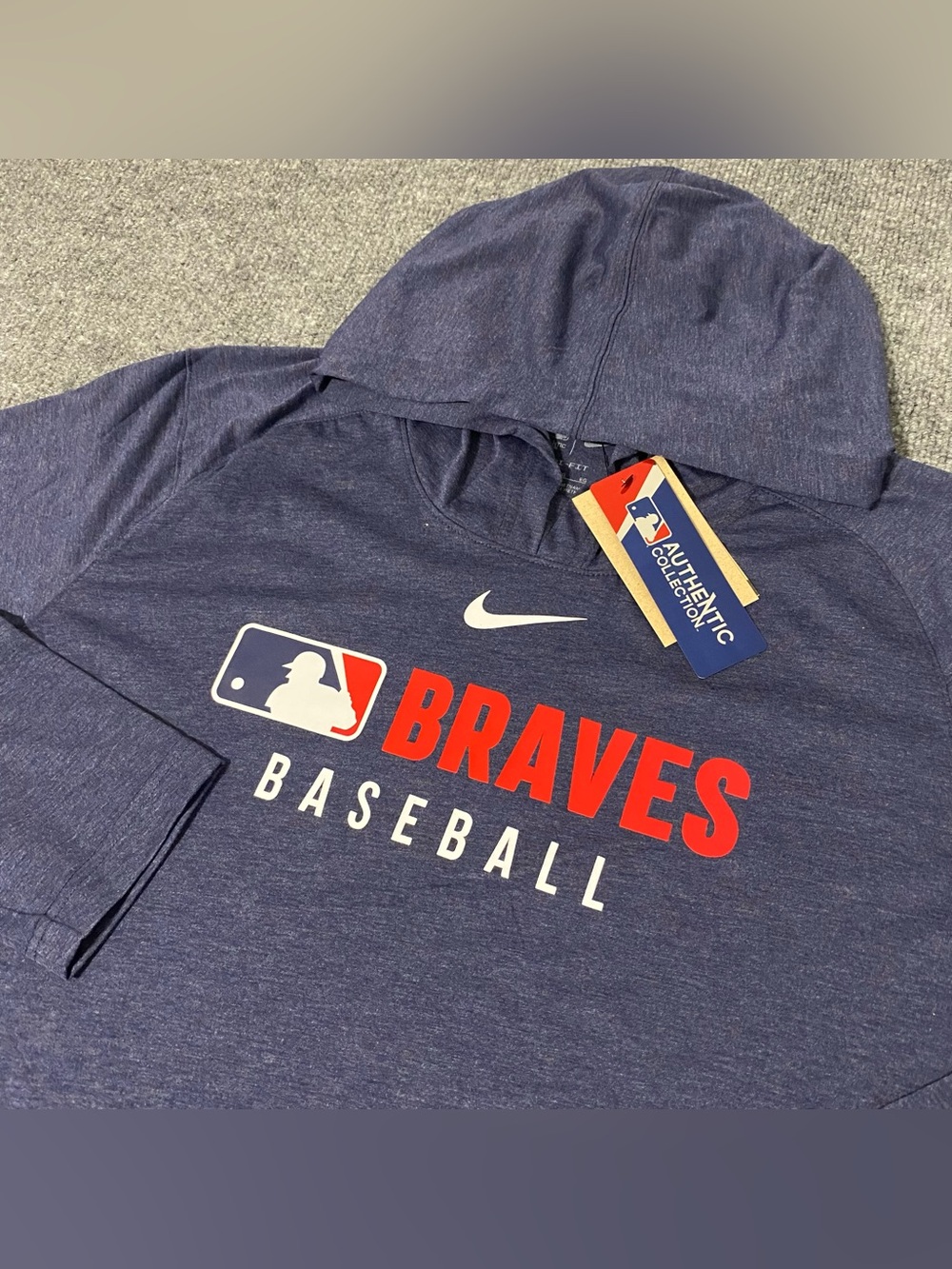 Nike Atlanta Braves Authentic Collection Tri Blend Mens XL Hooded Shirt NWT